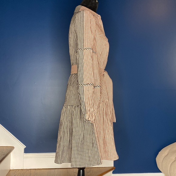 PEARL by Lela Rose Checked Seersucker Shirt Dress size small - Picture 3 of 11